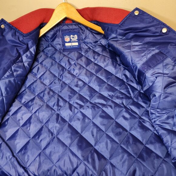New York Giants Jacket Varsity Satin Bomber Coat Mens Medium Embroidered Logo - Picture 10 of 11